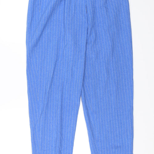 Daxon Womens Blue Striped  Capri Trousers Size 16 L26 in