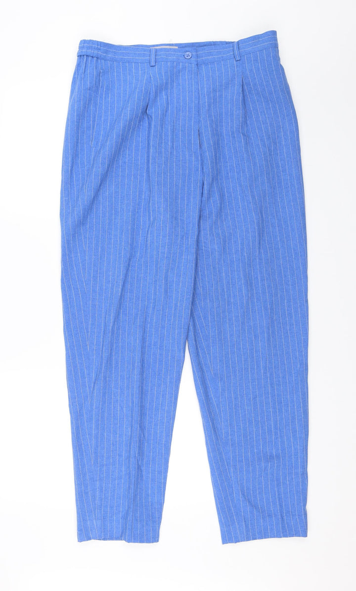 Daxon Womens Blue Striped Capri Trousers Size 16 L26 in