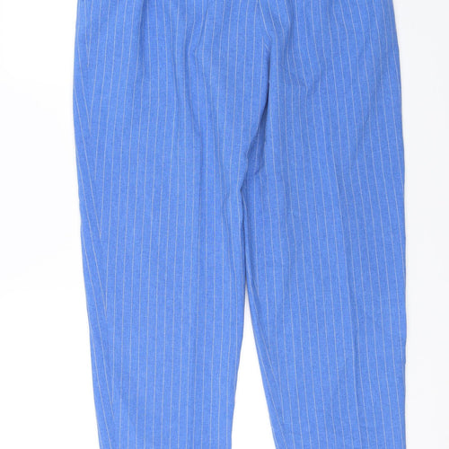 Daxon Womens Blue Striped  Capri Trousers Size 16 L26 in