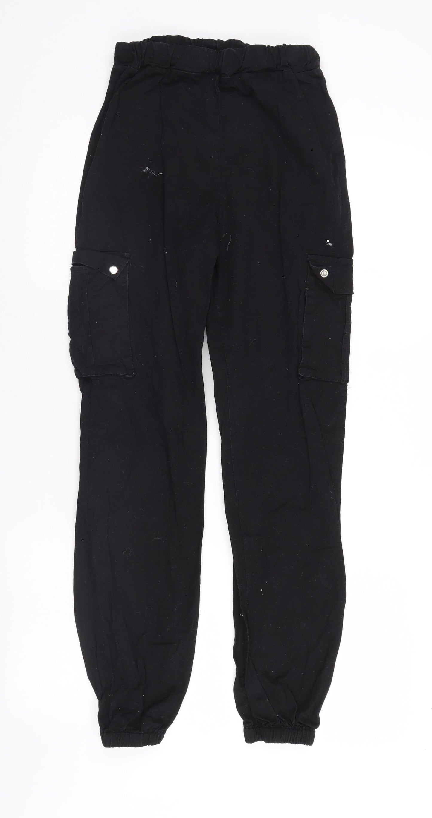 PRETTYLITTLETHING Womens Black   Cargo Trousers Size 4 L28 in