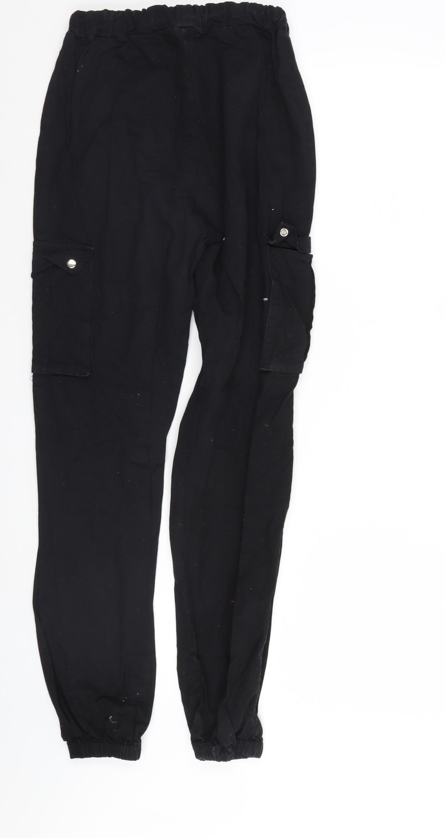 PRETTYLITTLETHING Womens Black   Cargo Trousers Size 4 L28 in