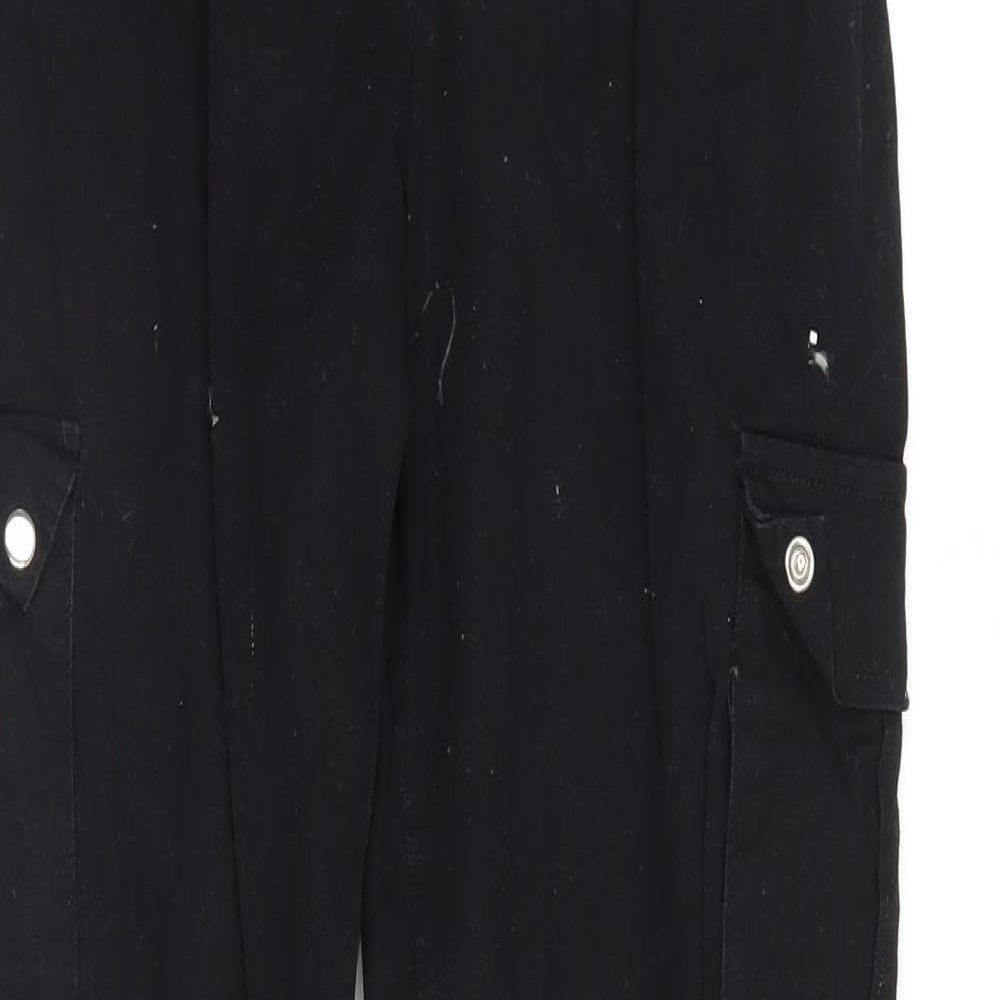 PRETTYLITTLETHING Womens Black   Cargo Trousers Size 4 L28 in