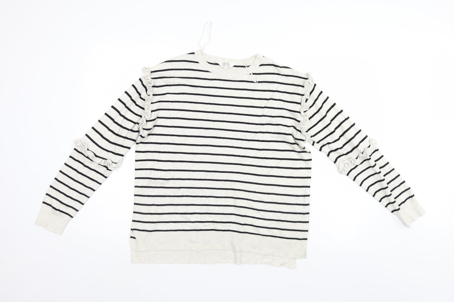 Nine Womens White Striped  Pullover Jumper Size 14