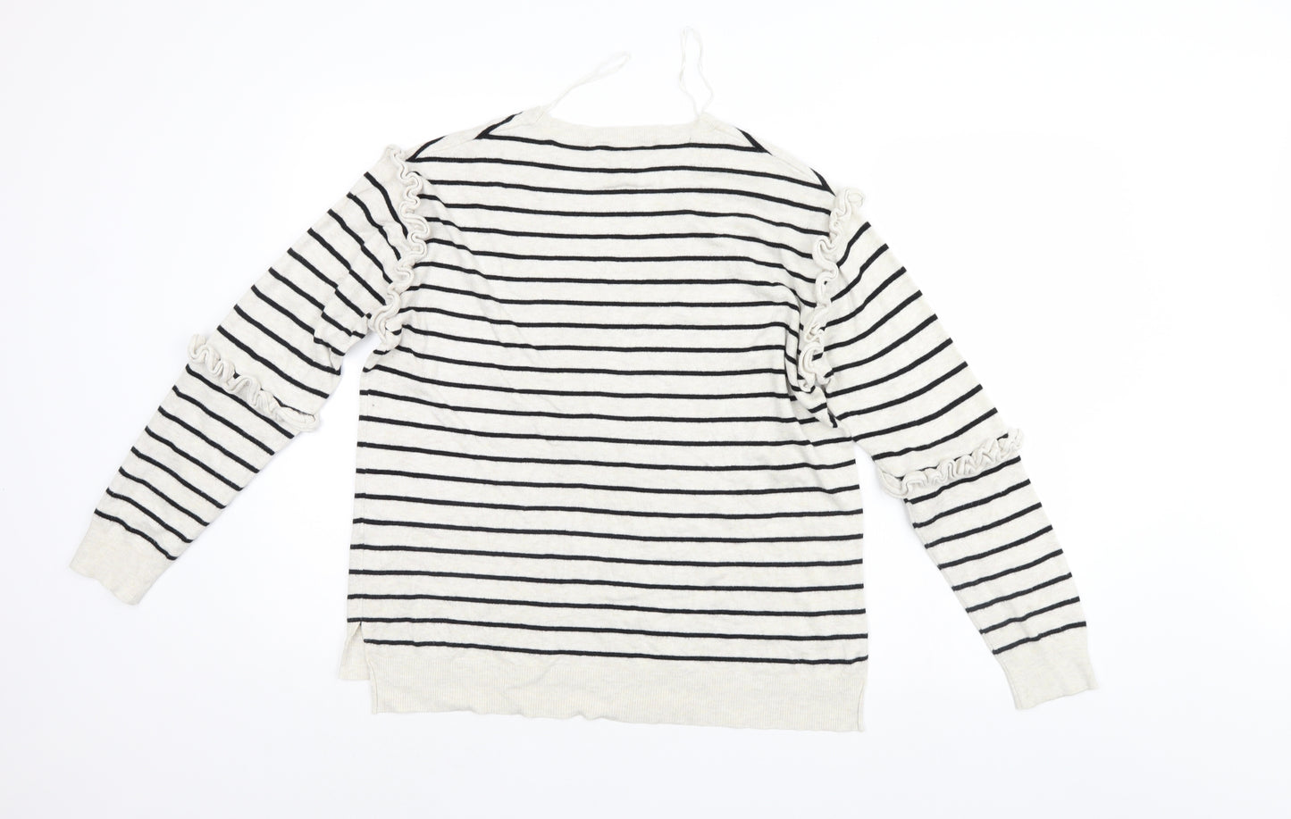 Nine Womens White Striped  Pullover Jumper Size 14
