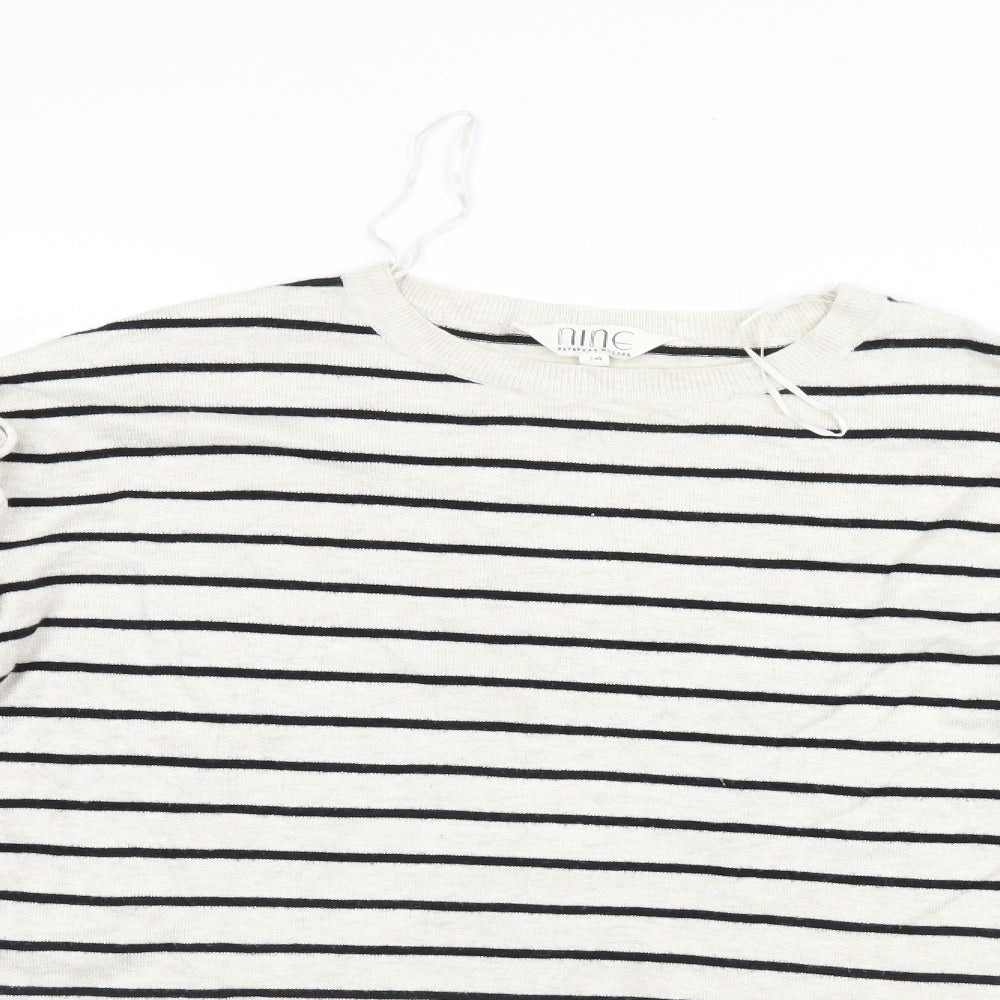 Nine Womens White Striped  Pullover Jumper Size 14