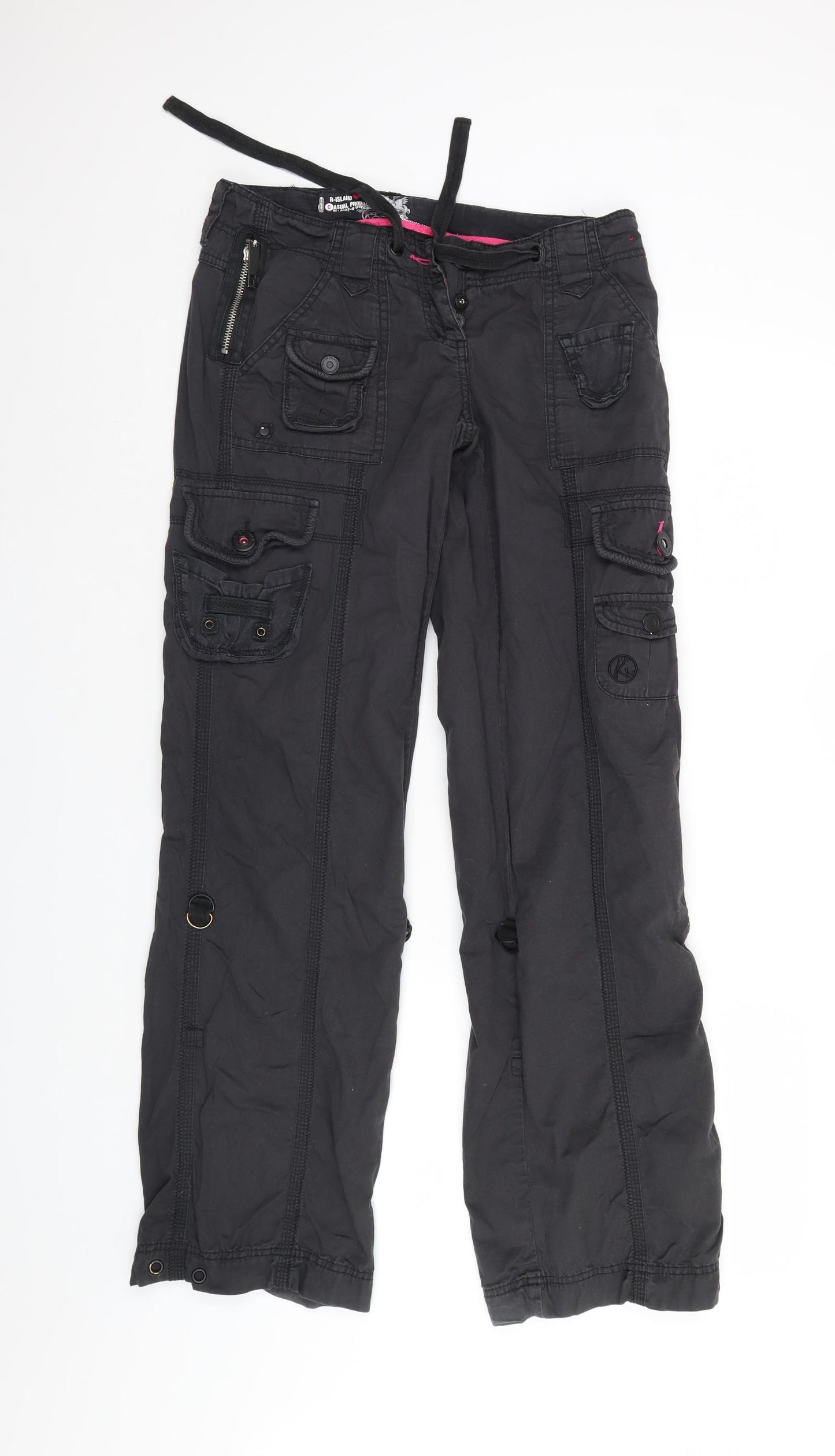 River Island Womens Black   Cargo Trousers Size 8 L32 in