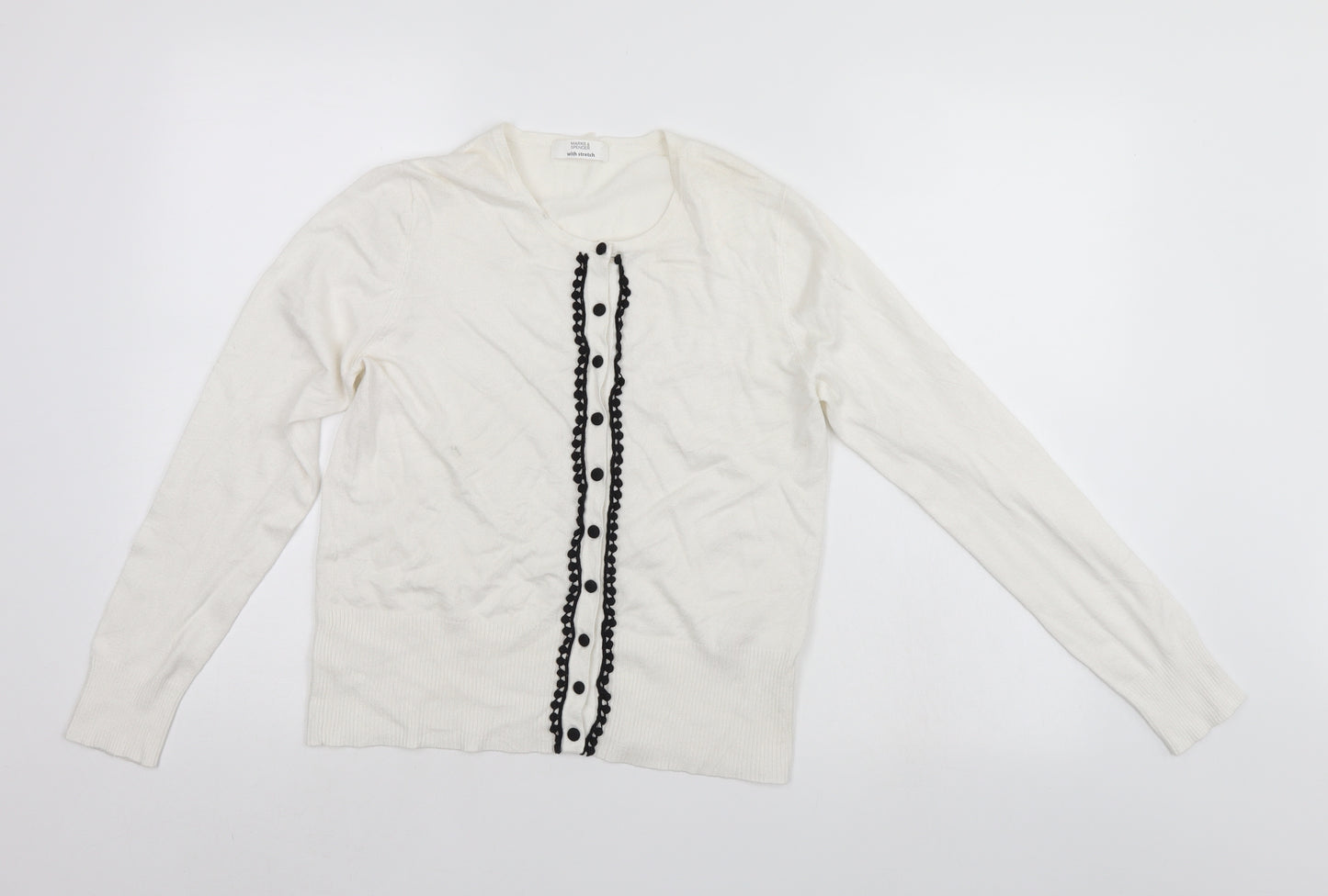Marks and Spencer Womens White   Cardigan Jumper Size 14