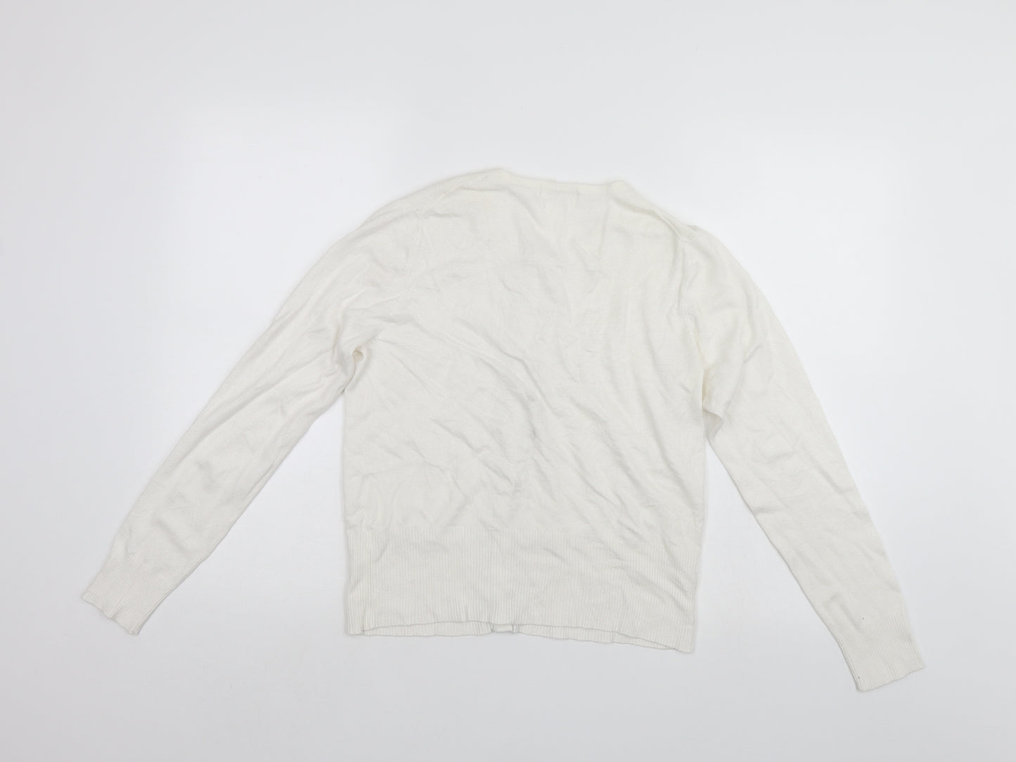 Marks and Spencer Womens White   Cardigan Jumper Size 14