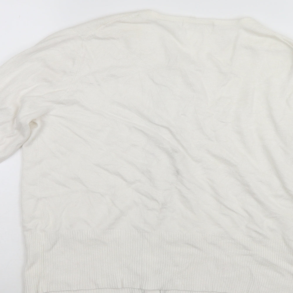 Marks and Spencer Womens White   Cardigan Jumper Size 14