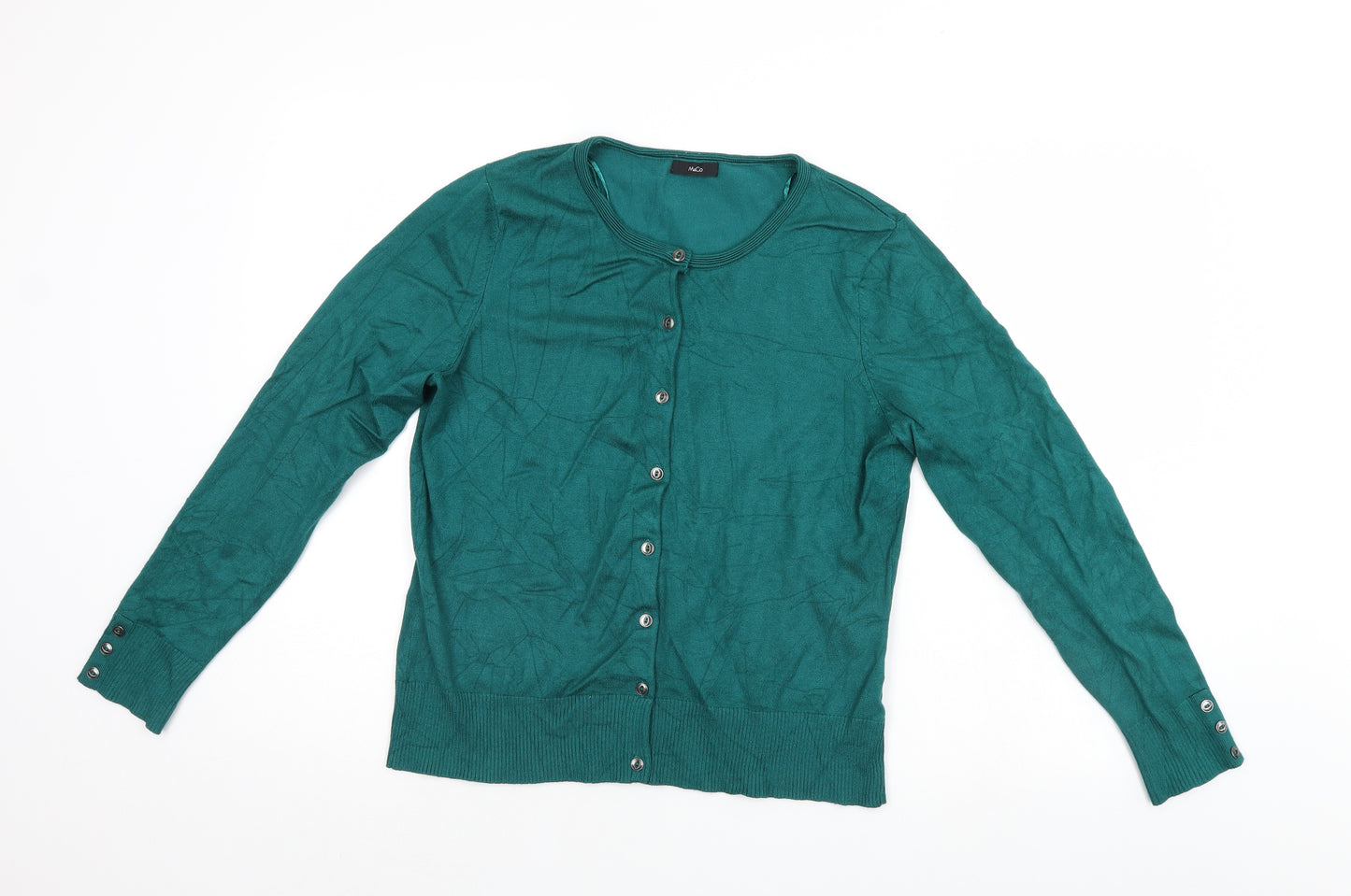 M&Co Womens Green   Cardigan Jumper Size 16