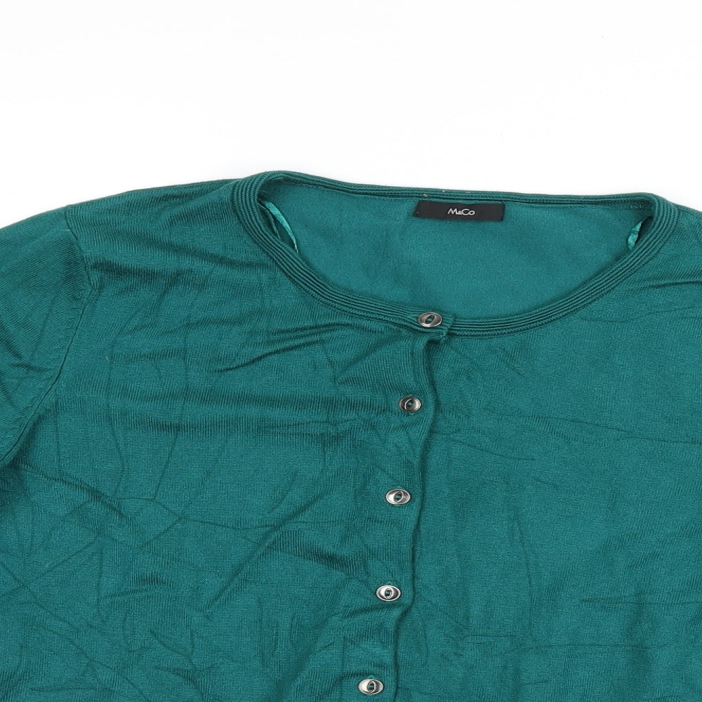 M&Co Womens Green   Cardigan Jumper Size 16