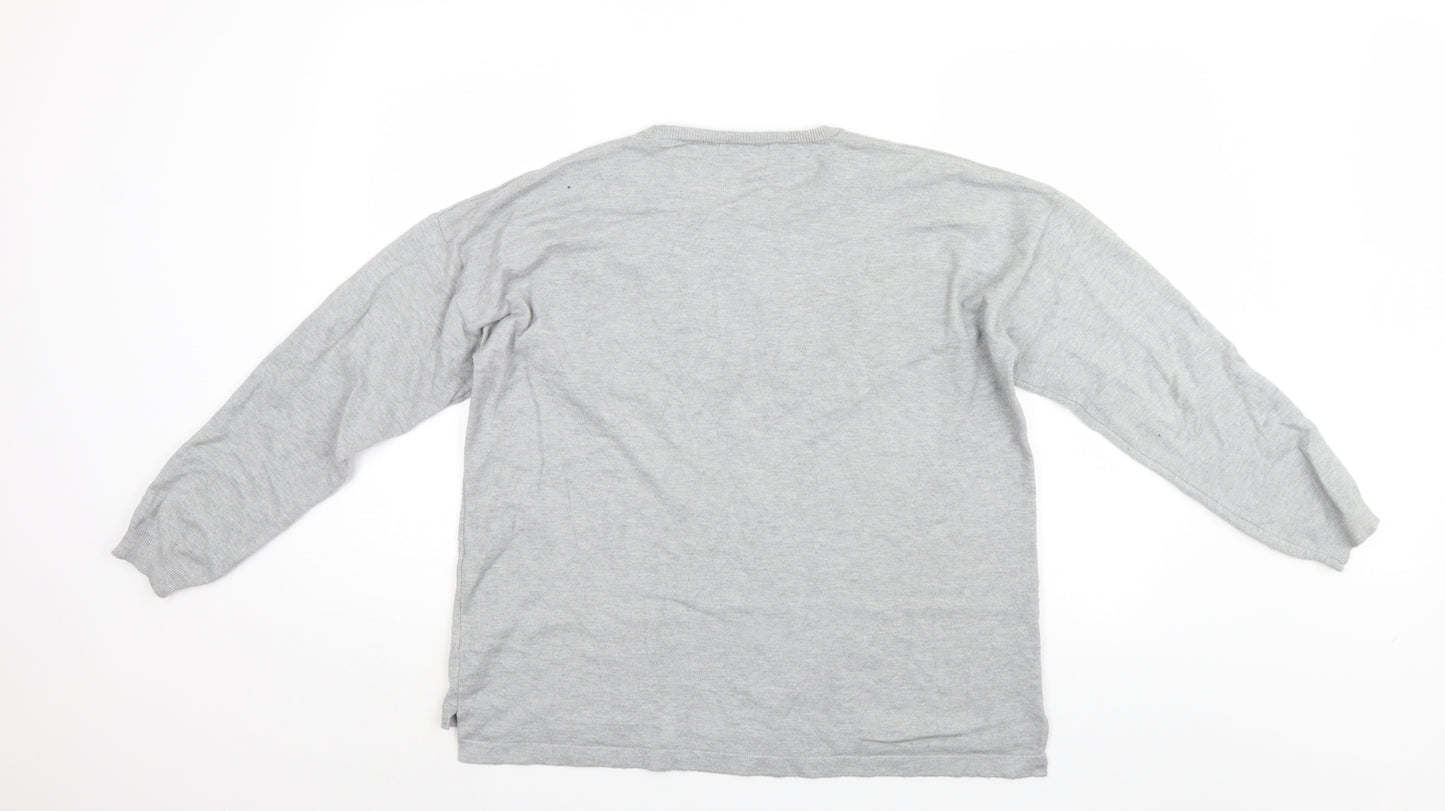 F&F Womens Grey Floral  Pullover Jumper Size 16