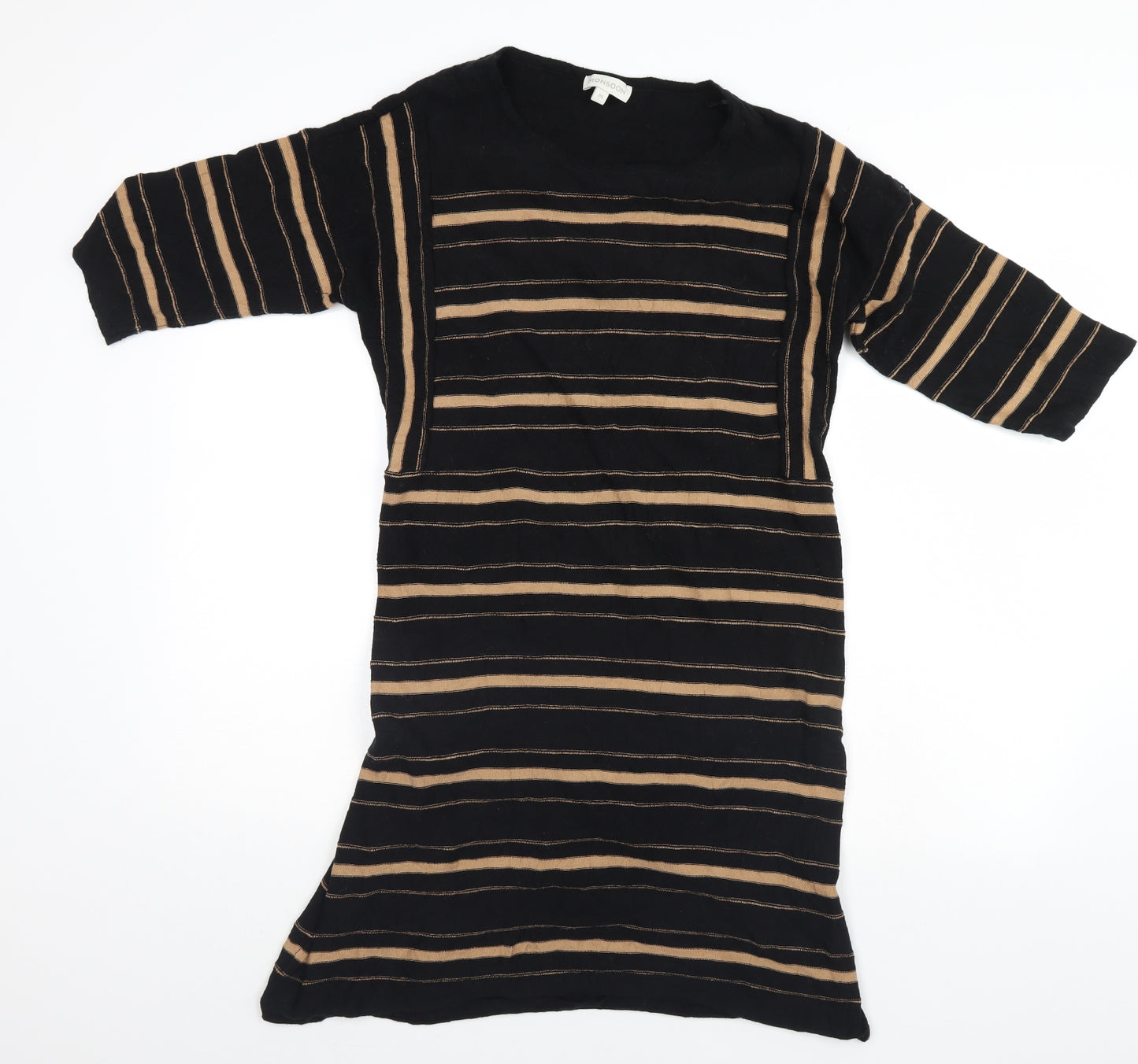 Monsoon Womens Black Striped  Jumper Dress  Size M