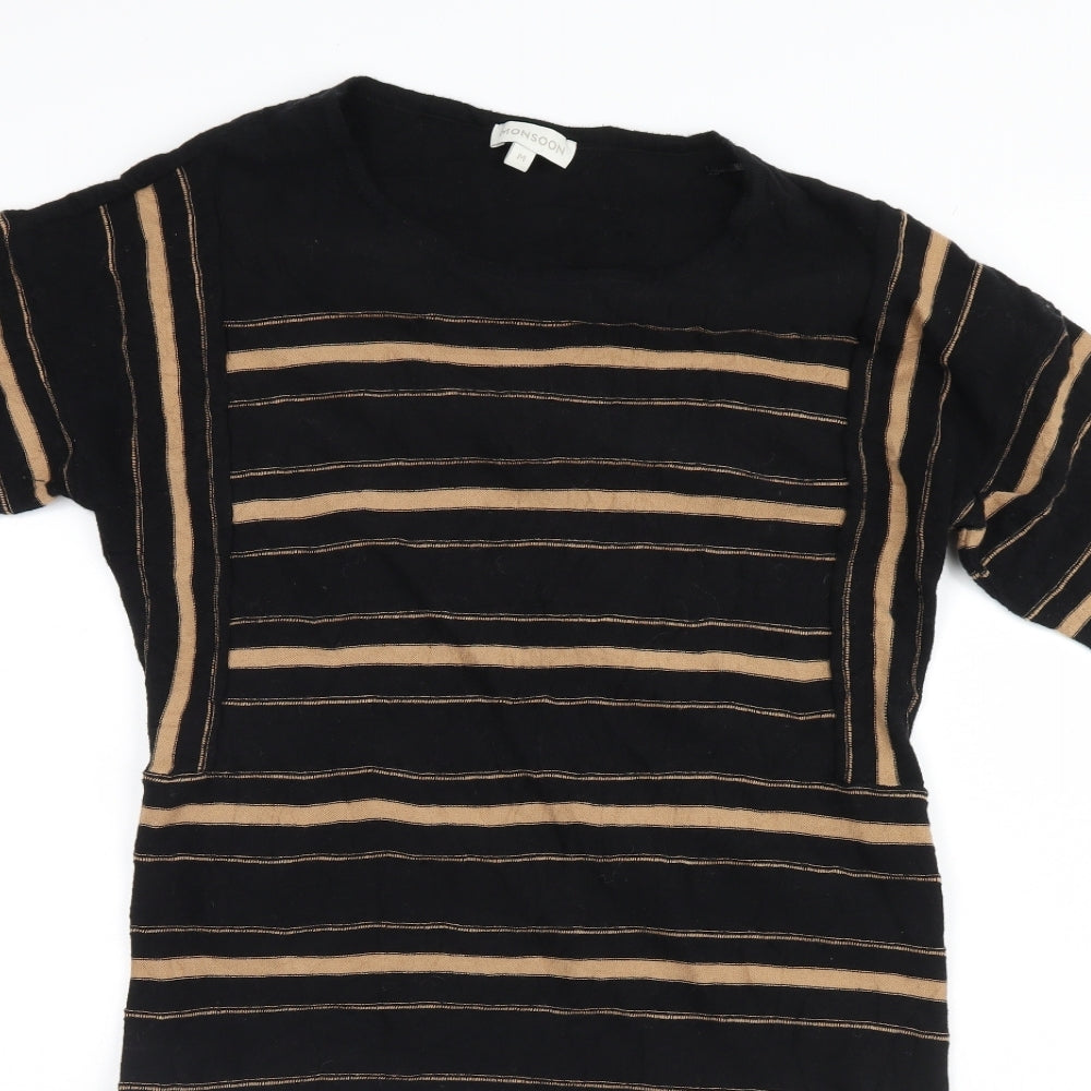 Monsoon Womens Black Striped  Jumper Dress  Size M