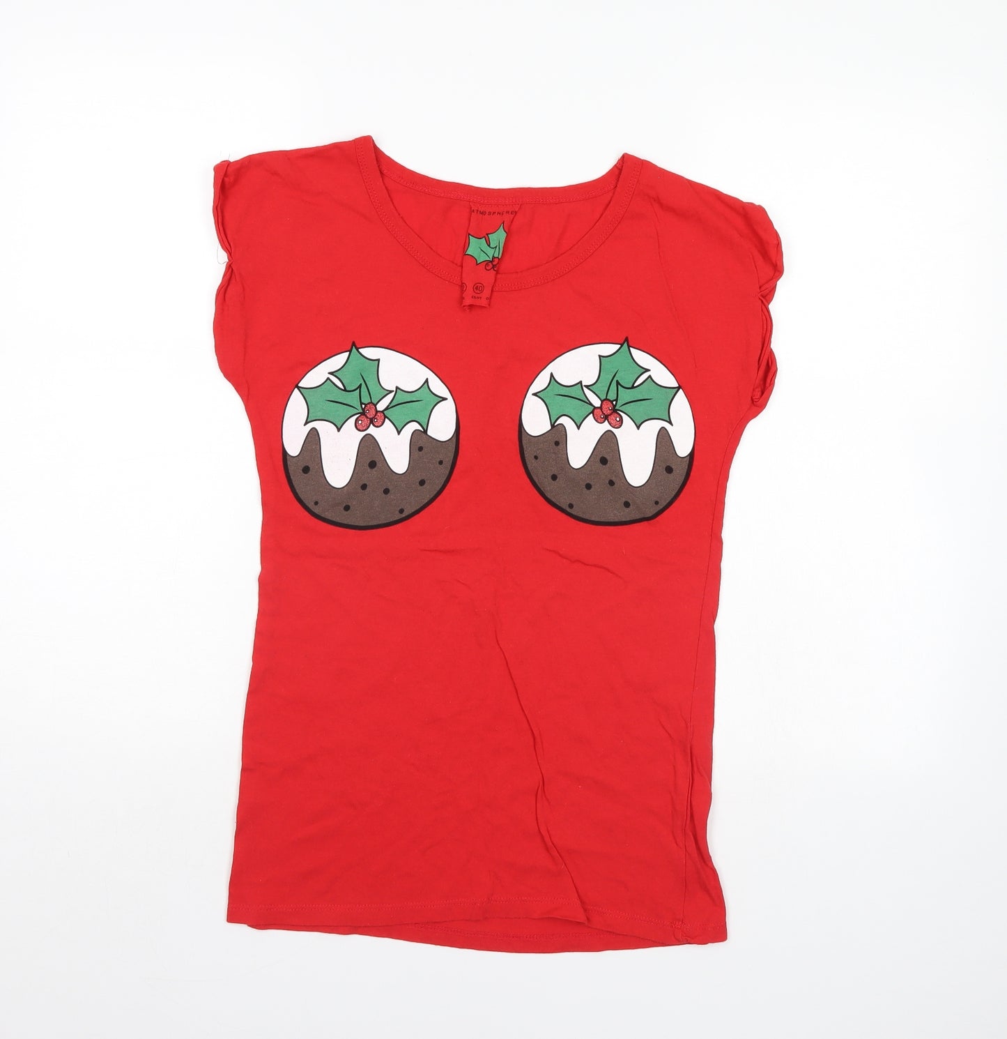 Atmosphere Womens Red   Basic T-Shirt Size 12  - Christmas