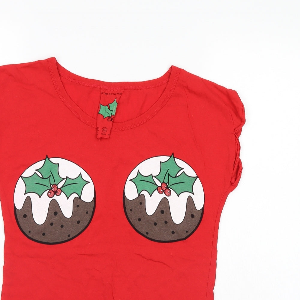 Atmosphere Womens Red   Basic T-Shirt Size 12  - Christmas