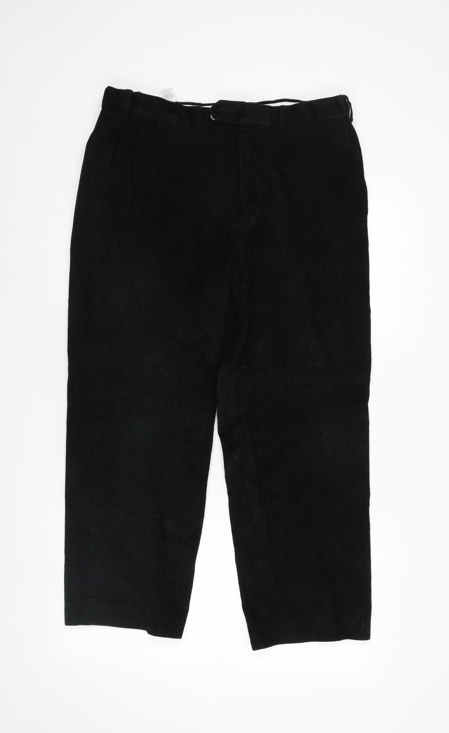 M&S Mens Black  Corduroy Trousers  Size 34 L29 in