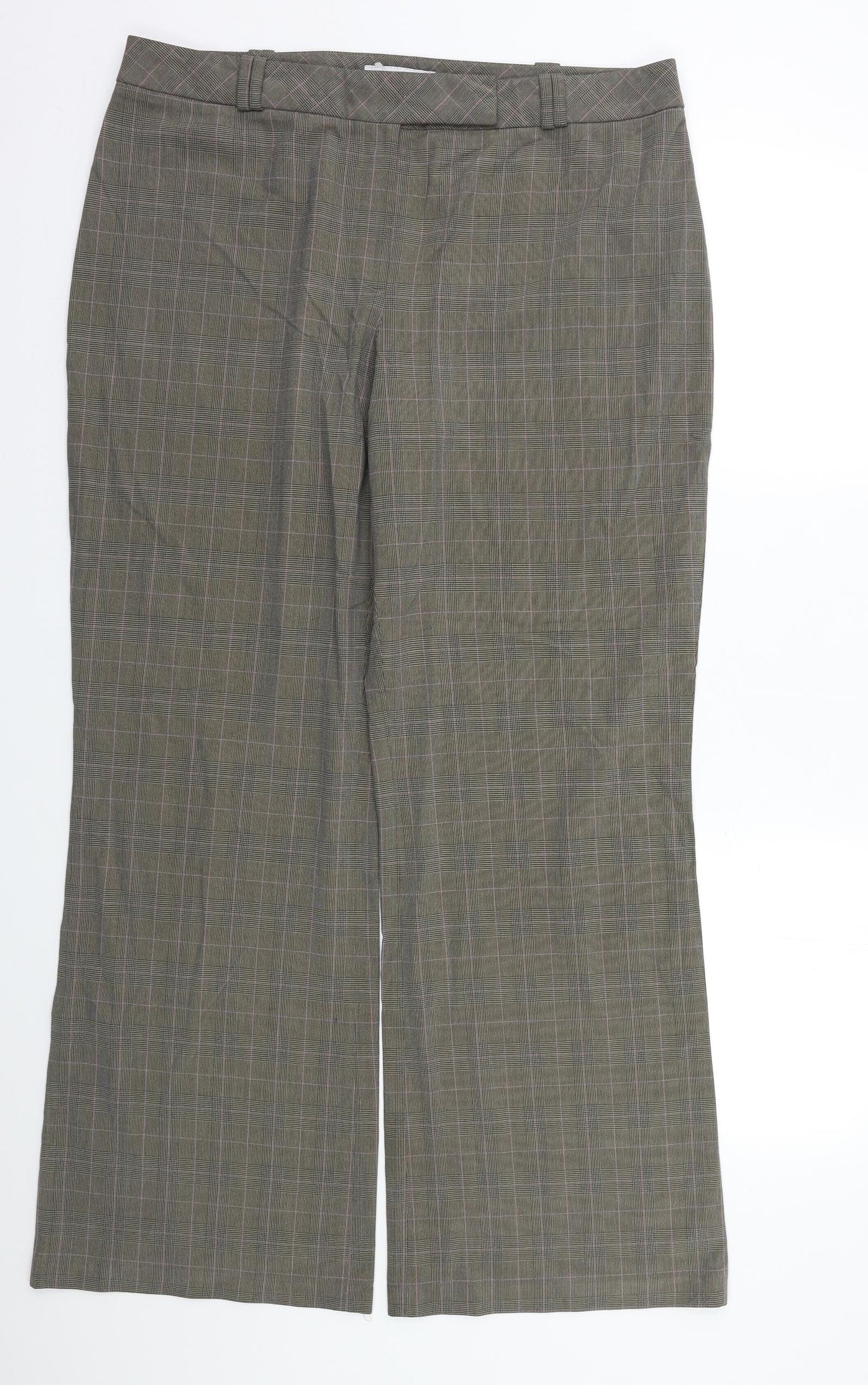 NEXT Womens Beige Check  Dress Pants Trousers Size 14 L28 in