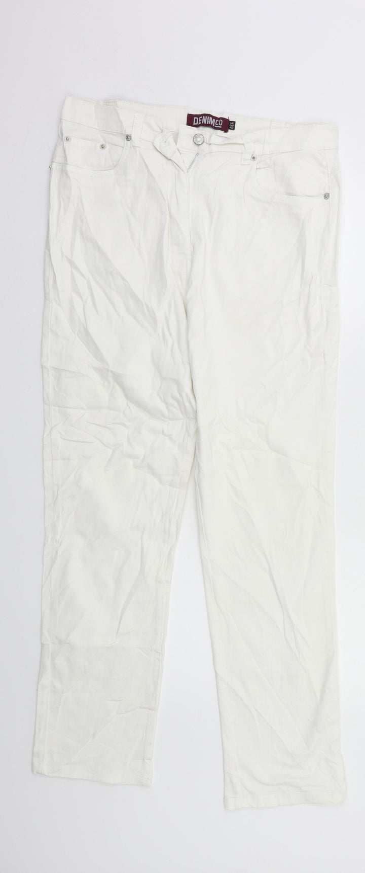 Denim & Co. Womens White Straight Jeans Size 14 L27 in