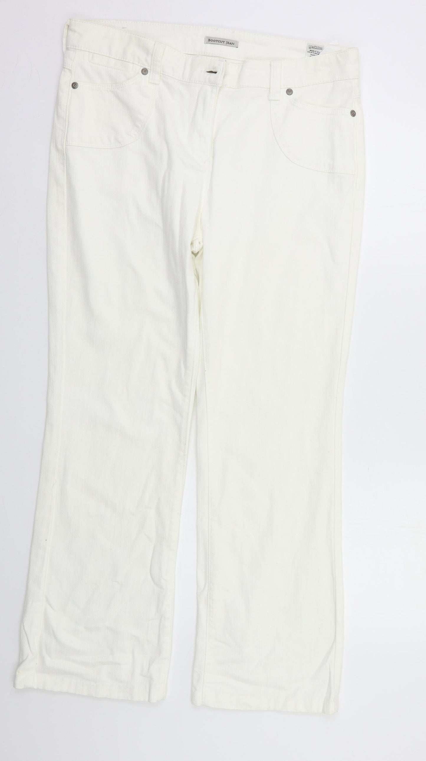 M&S Womens White   Flared Jeans Size 14 L28 in