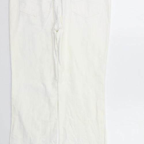 M&S Womens White   Flared Jeans Size 14 L28 in
