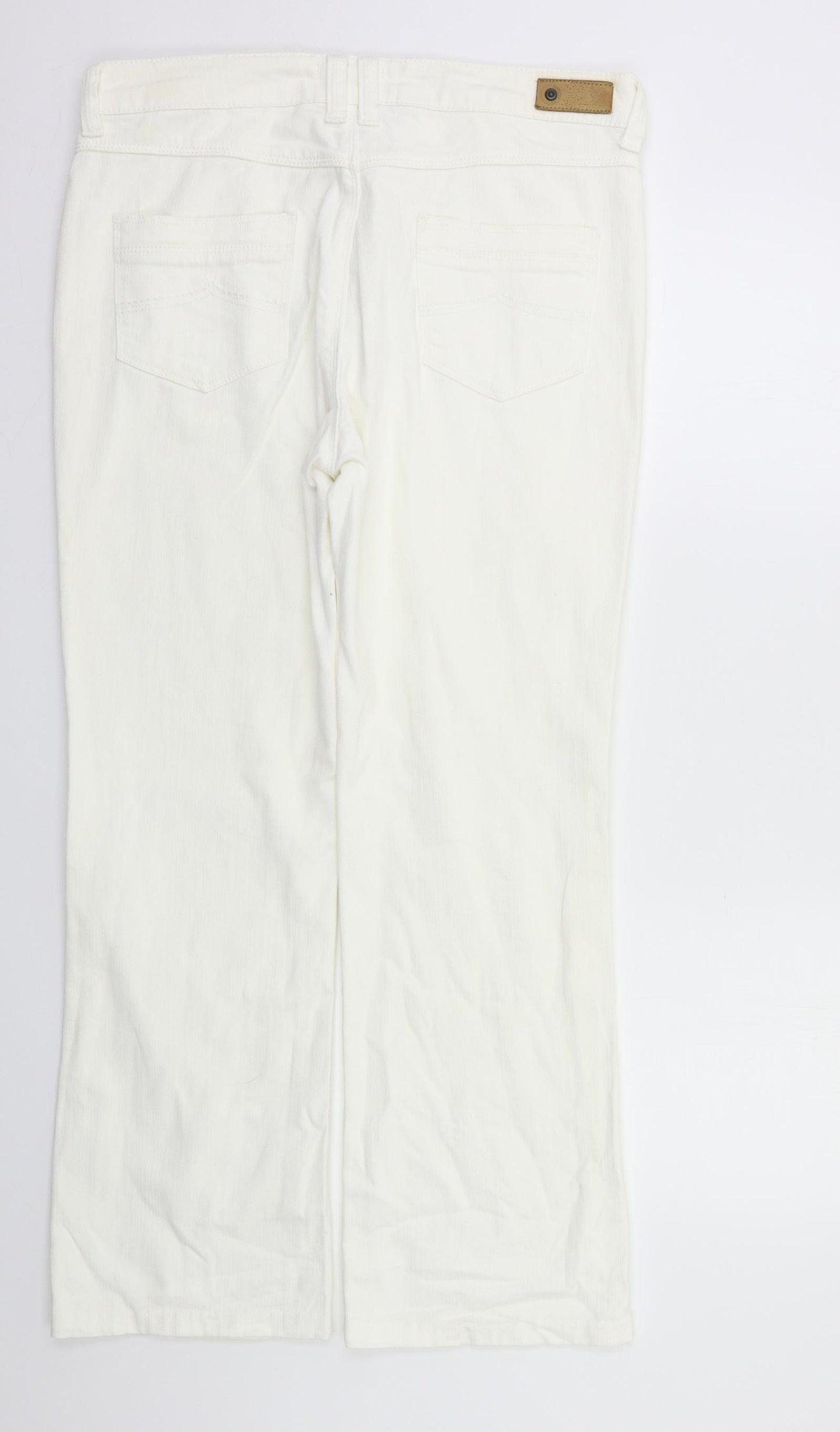 M&S Womens White   Flared Jeans Size 14 L28 in