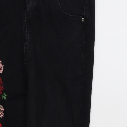TU Womens Black Floral  Skinny Jeans Size 10 L28 in