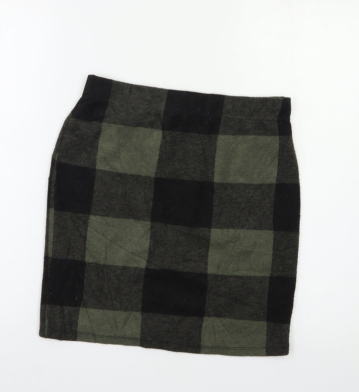 Select Womens Green Check Mini Skirt Size 10