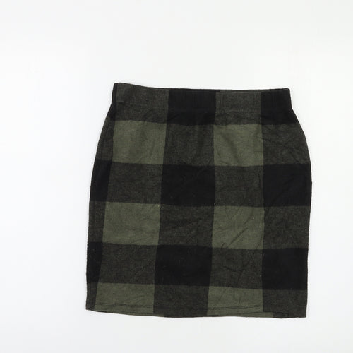 Select Womens Green Check  Mini Skirt Size 10