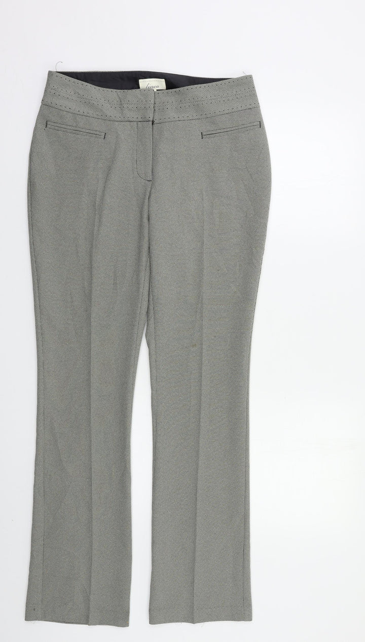 Linea Womens Grey Houndstooth Trousers Size 10 L30 in