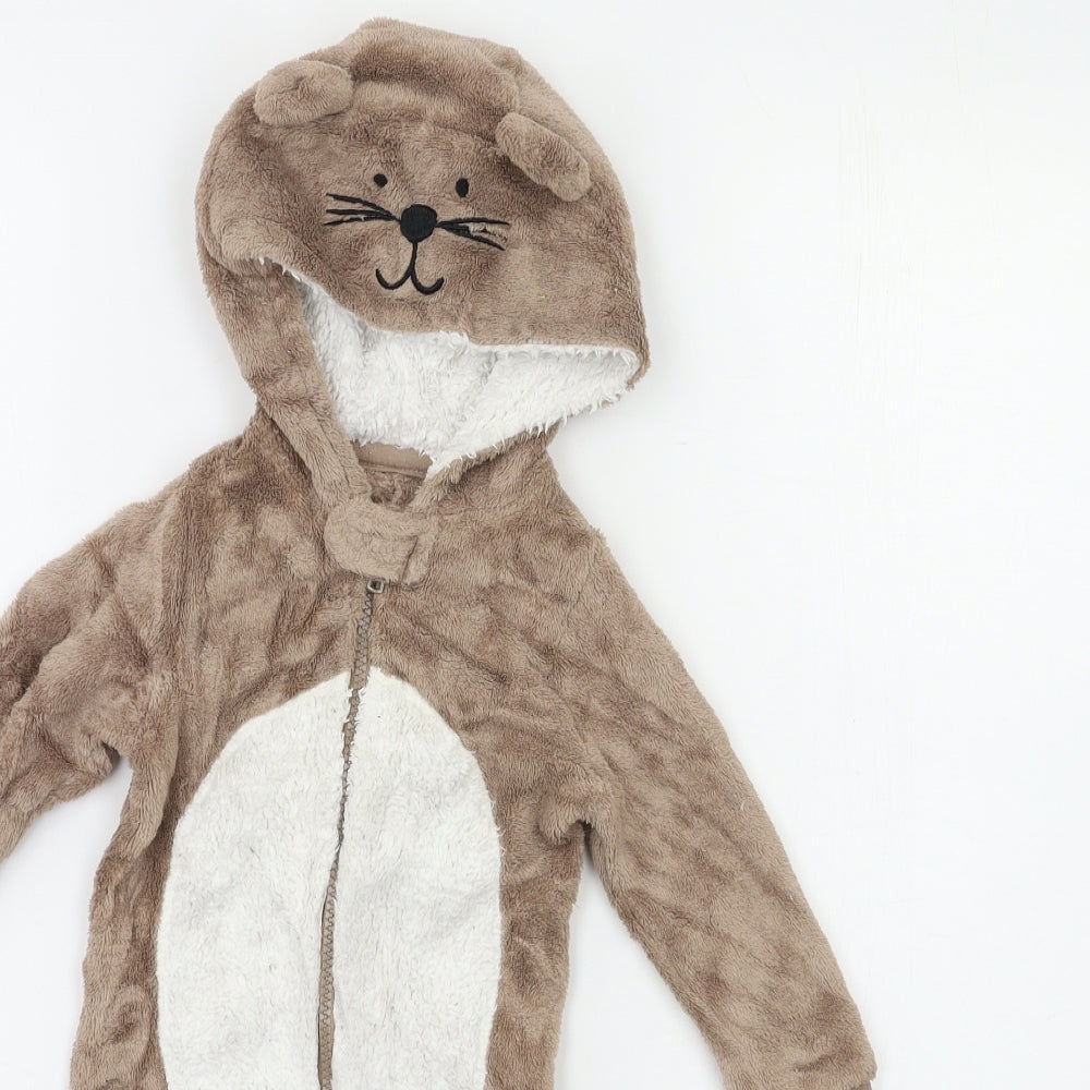 Preworn Baby Beige Solid   Bodysuit Size 9-12 Months  - Bear onesie
