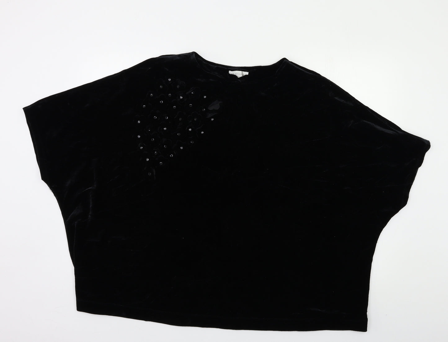 John Rocha Womens Black  Velour Basic Blouse Size 16