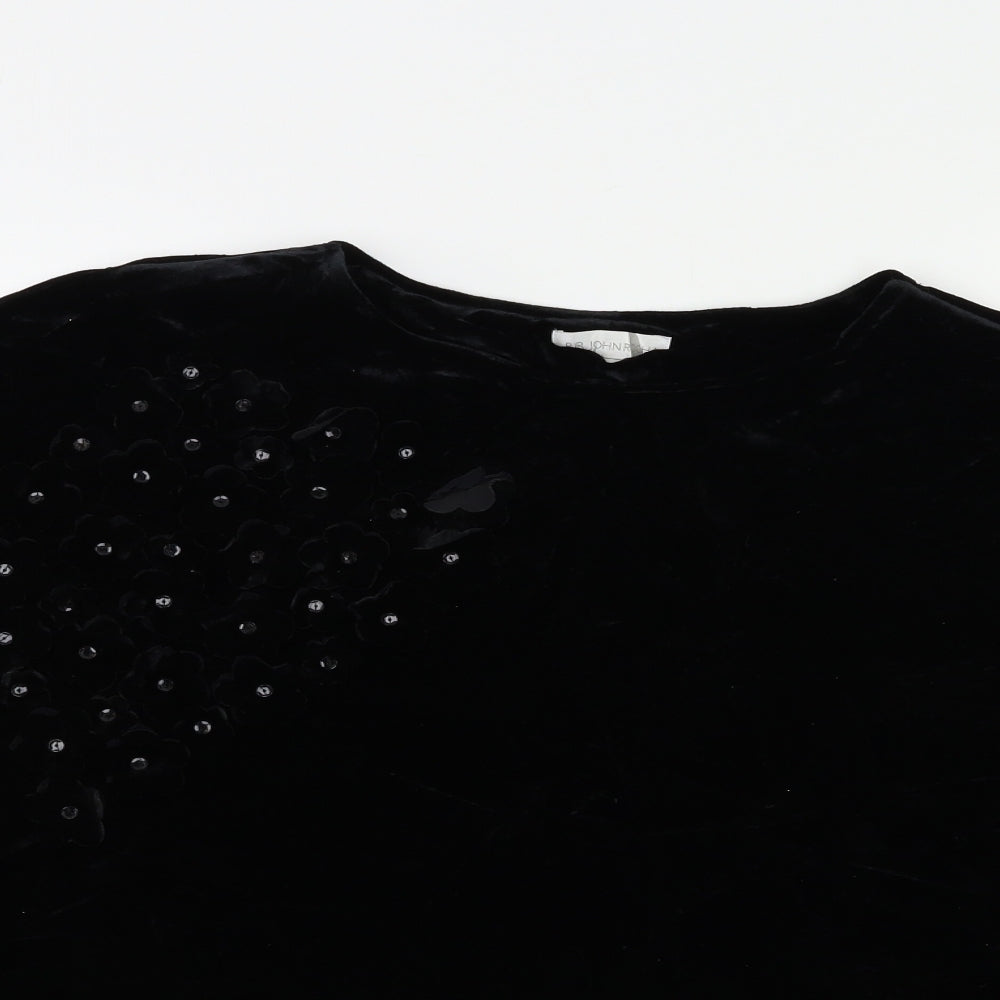 John Rocha Womens Black  Velour Basic Blouse Size 16