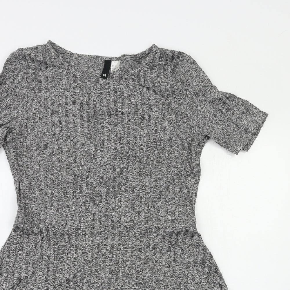 H&M Womens Grey   Fit & Flare  Size 12