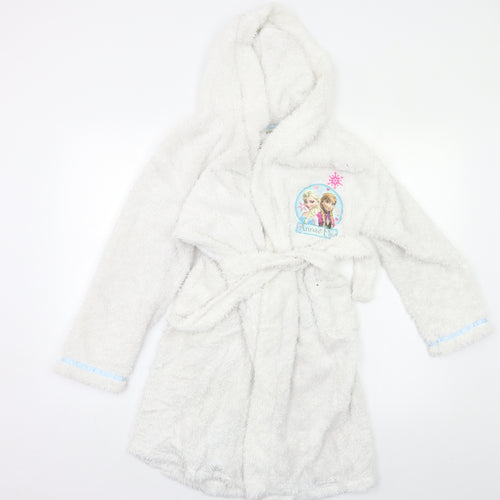 Disney Girls White Solid  Kimono Robe Size 9-10 Years  - Frozen