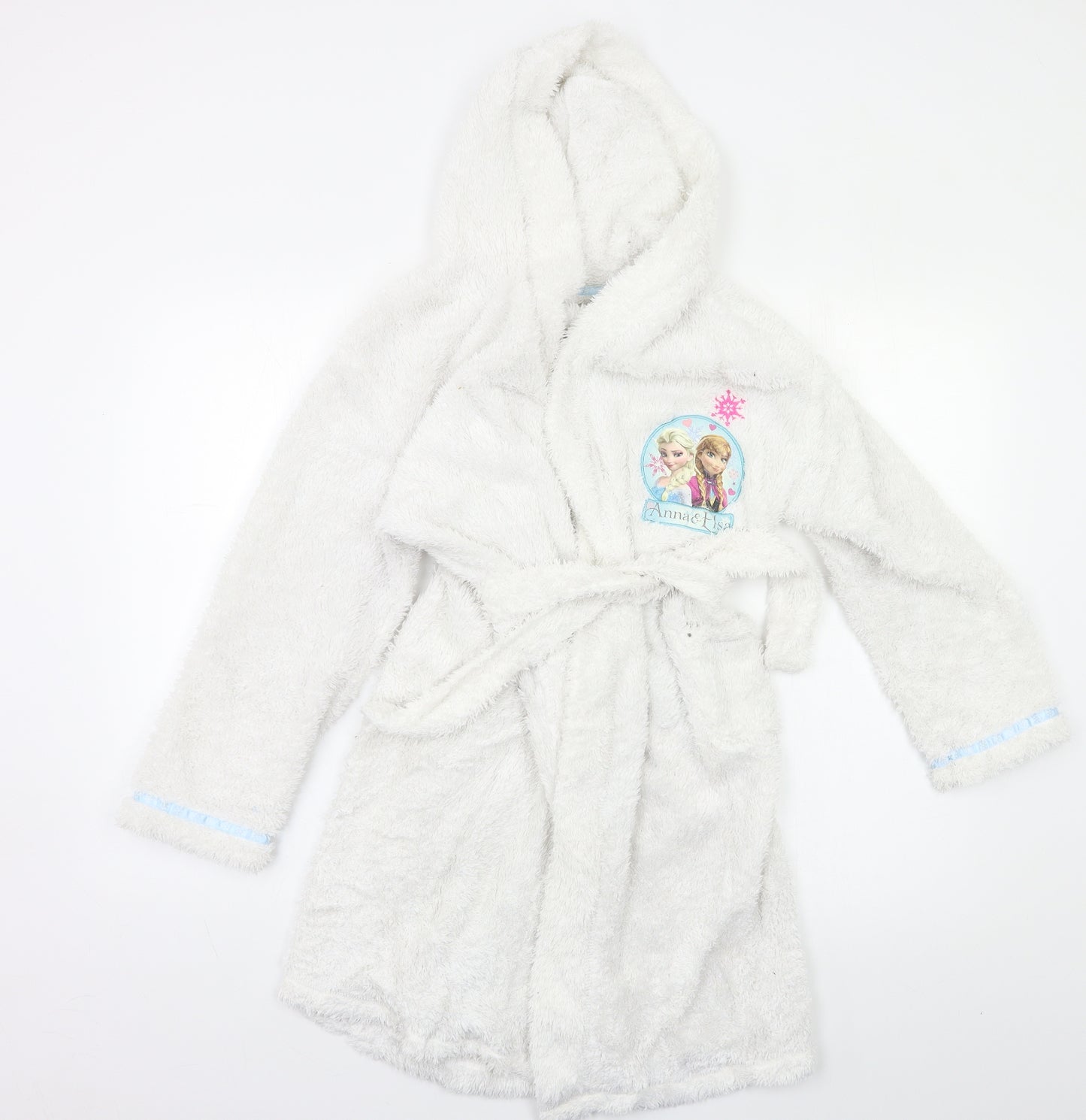 Disney Girls White Solid  Kimono Robe Size 9-10 Years  - Frozen