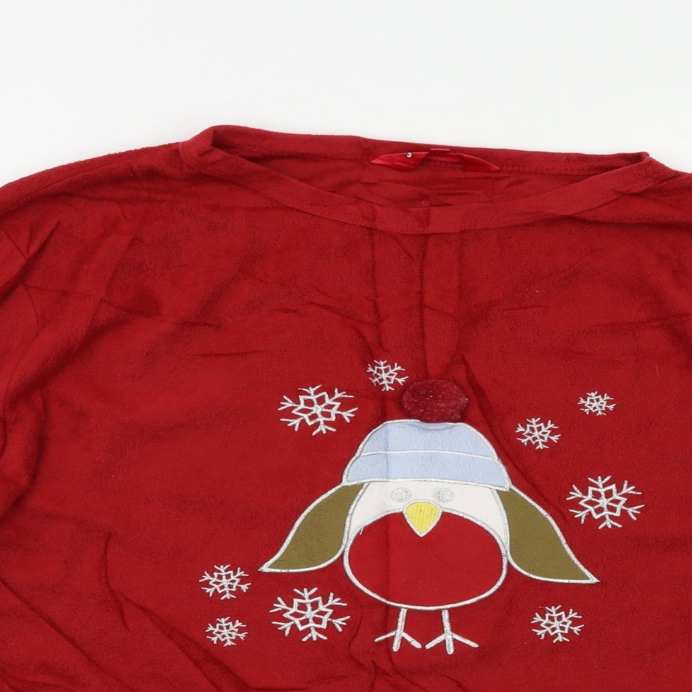 Jingle Bells Womens Red Solid  Top Pyjama Top Size 12  - Xmas