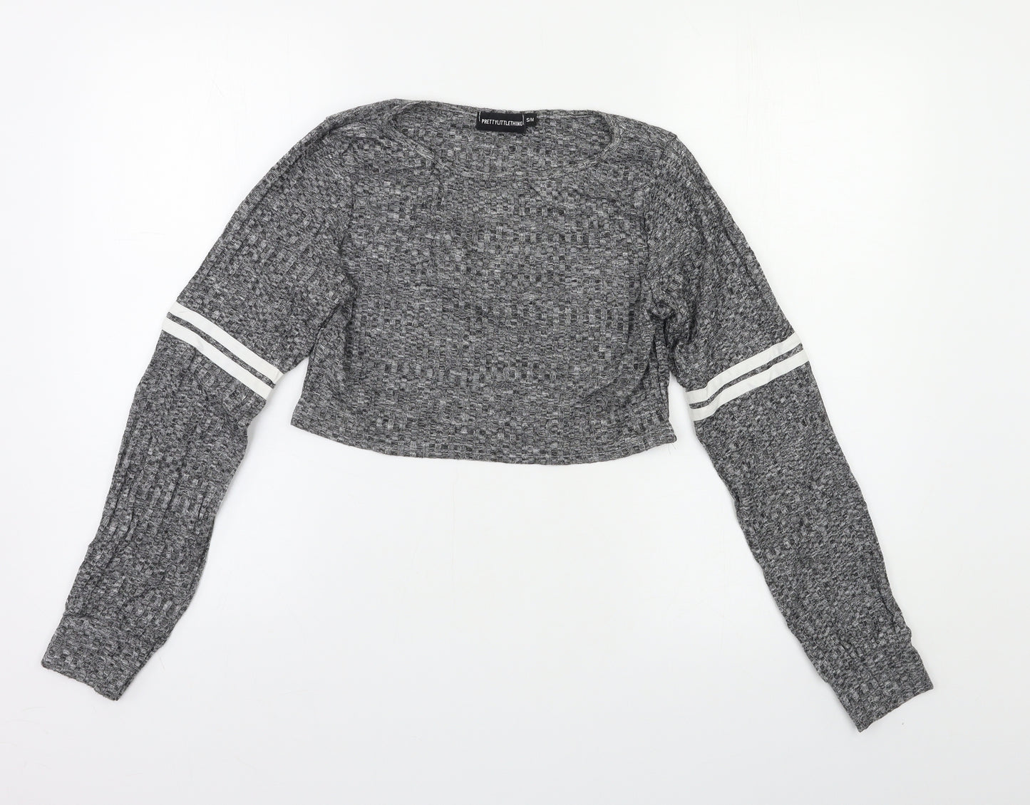 PRETTYLITTLETHING Womens Grey   Pullover Jumper Size S  - Cropped