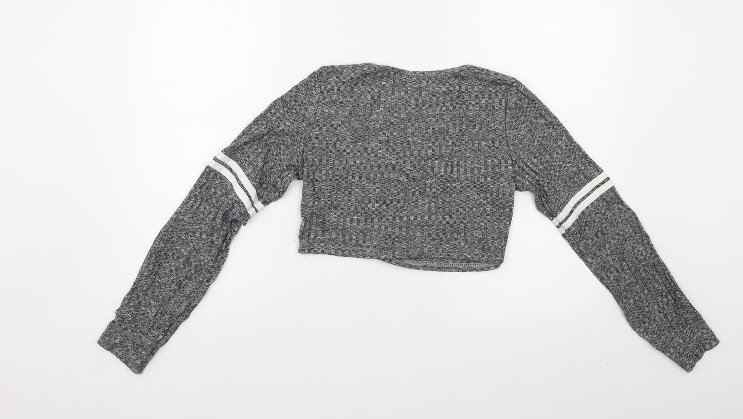 PRETTYLITTLETHING Womens Grey   Pullover Jumper Size S  - Cropped