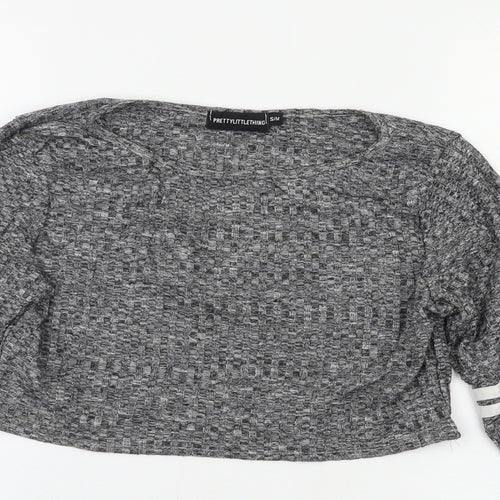 PRETTYLITTLETHING Womens Grey   Pullover Jumper Size S  - Cropped