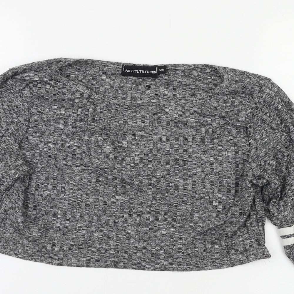 PRETTYLITTLETHING Womens Grey   Pullover Jumper Size S  - Cropped