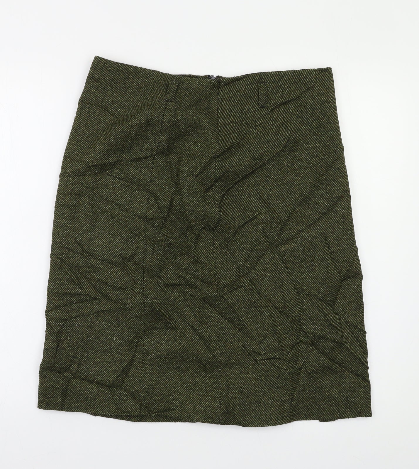 MNG Womens Green Herringbone  A-Line Skirt Size 12