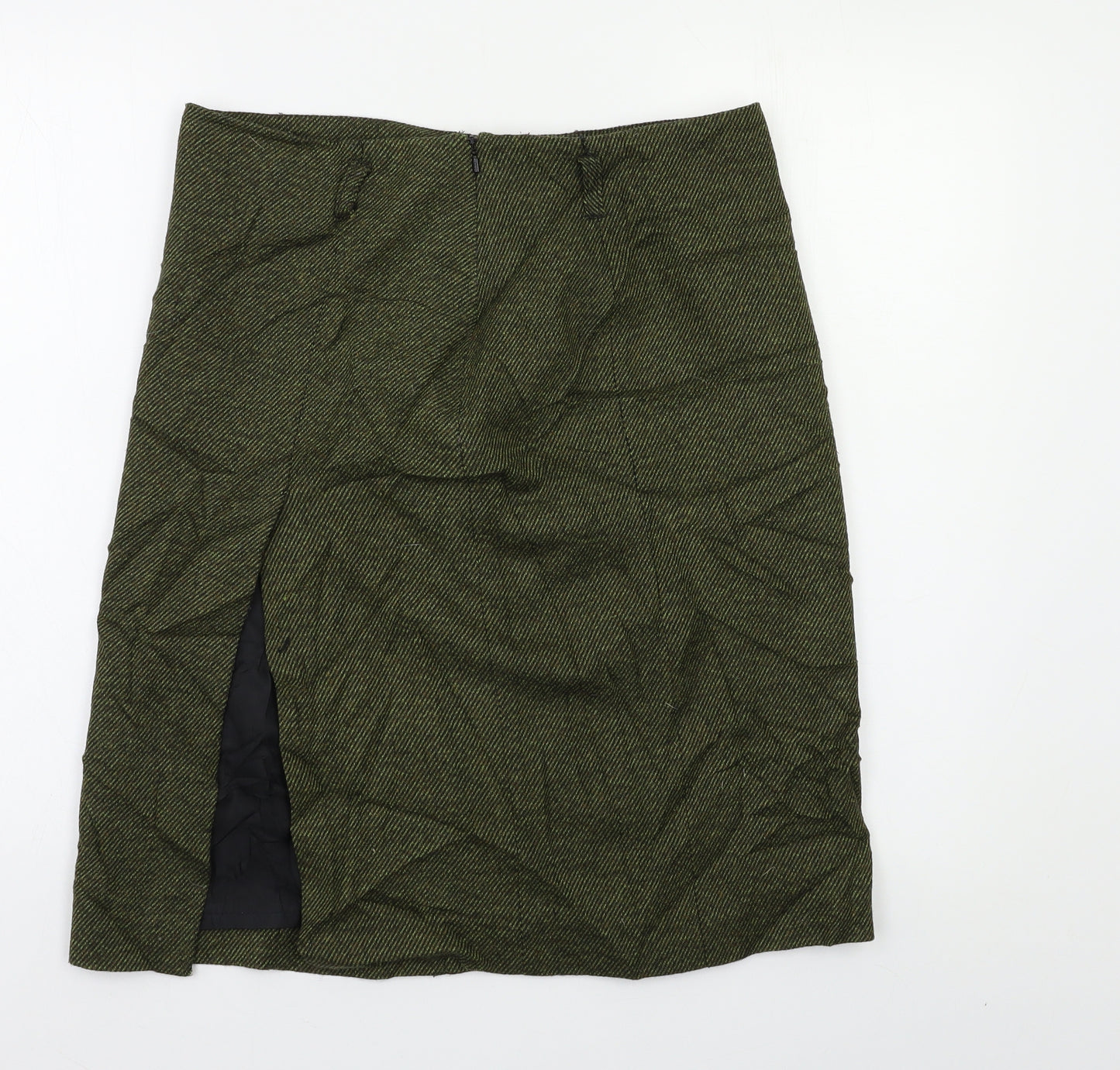 MNG Womens Green Herringbone  A-Line Skirt Size 12