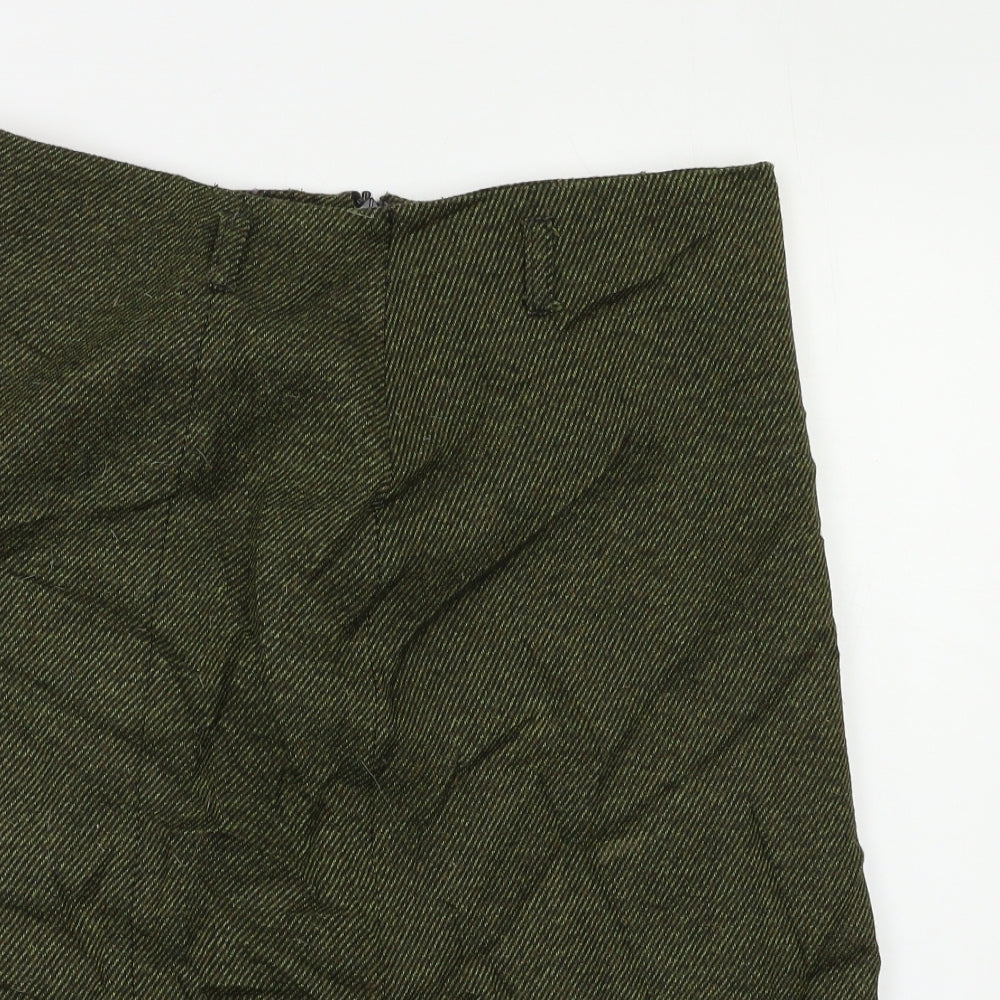 MNG Womens Green Herringbone  A-Line Skirt Size 12