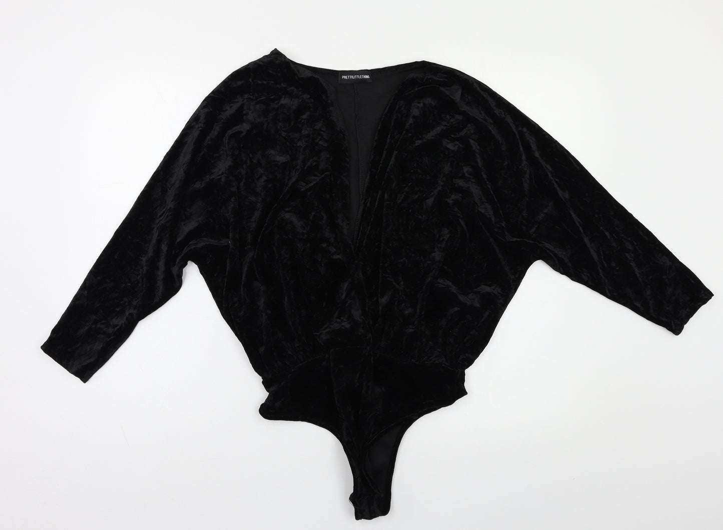 PRETTYLITTLETHING Womens Black   Bodysuit One-Piece Size L