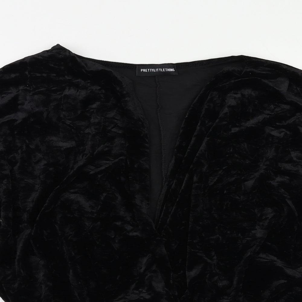 PRETTYLITTLETHING Womens Black   Bodysuit One-Piece Size L