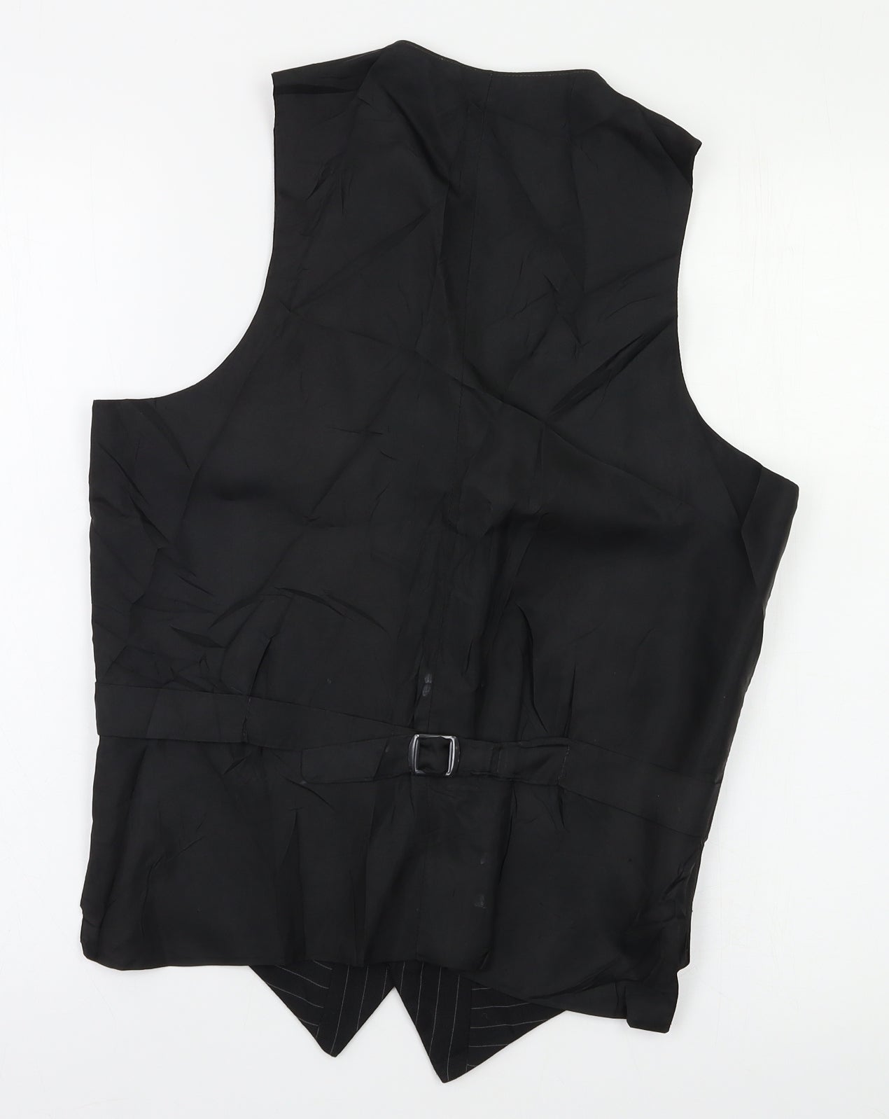 Preworn Mens Black Striped  Jacket Suit Waistcoat Size M