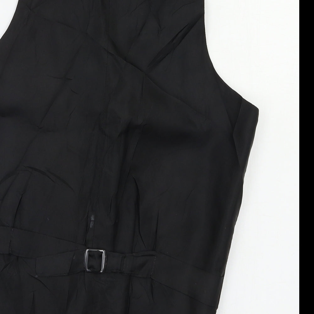 Preworn Mens Black Striped  Jacket Suit Waistcoat Size M