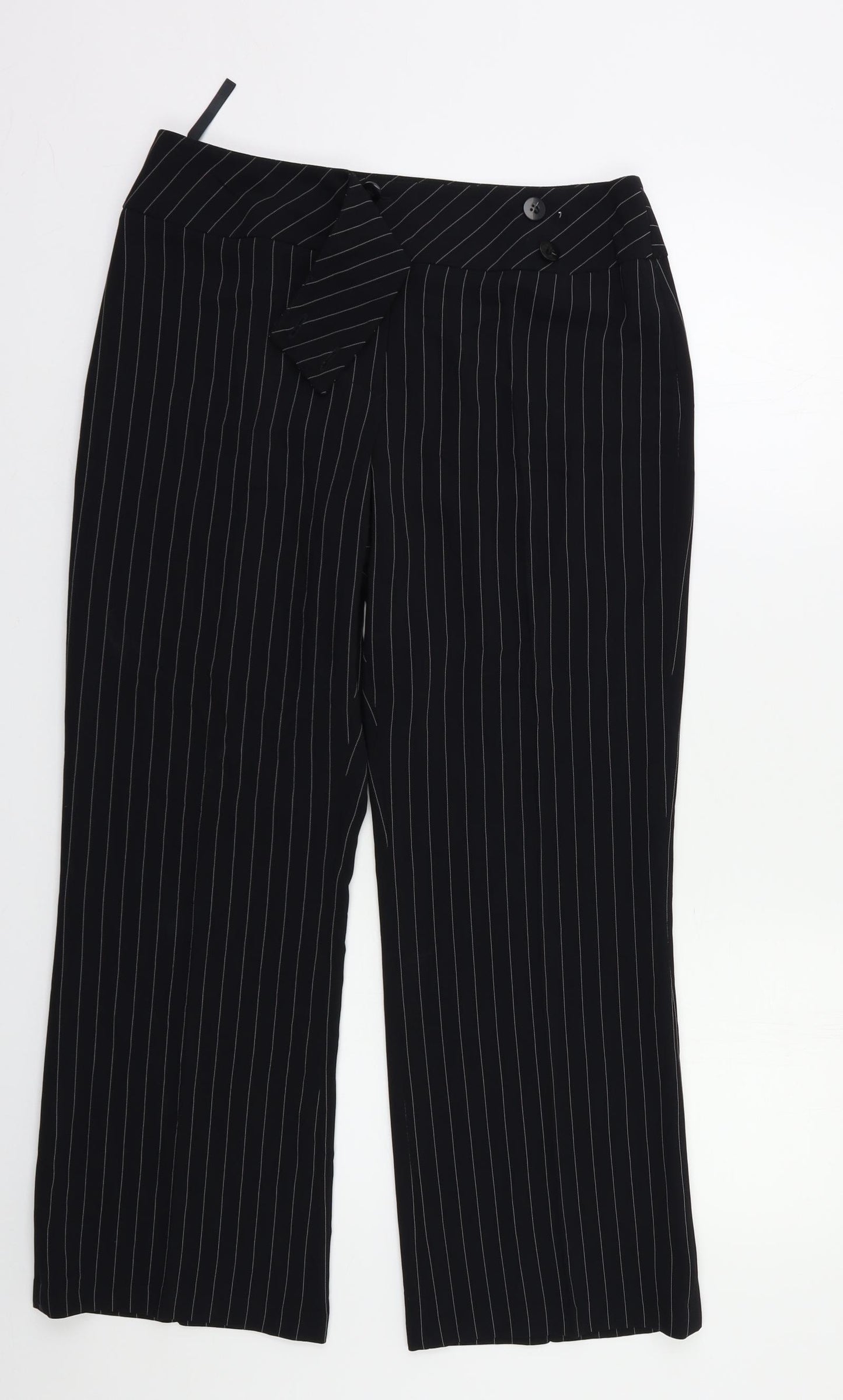 Wallis Womens Black Striped  Trousers  Size 10 L27 in