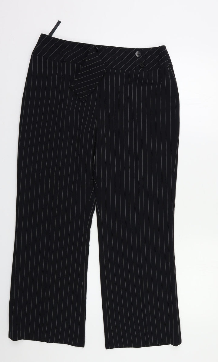 Wallis Womens Black Striped  Trousers  Size 10 L27 in